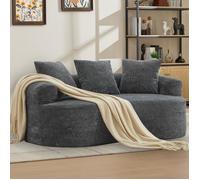 Canapé d'angle courbé - Fauteuil love seat incurvé - Chenille gris - 2 places 180×98×79 cm - 3 coussins mémoire