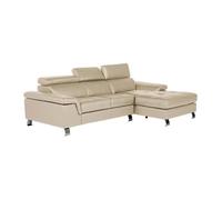 Canapé d'angle cuir MISHIMA - Taupe - Angle droit