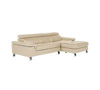 Canapé d'angle cuir MISHIMA - Taupe - Angle droit