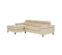 Canapé d'angle gauche en cuir beige MISHIMA