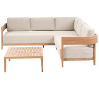 Canapé d'angle de Jardin 5 Places Coussins Beige avec Table Basse Aluminium Marron Clair Sampieri