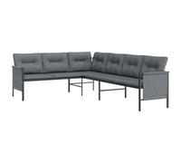vidaXL Canapé d'angle de Jardin, Siège avec Coussins et Dossier, Meuble de Terrasse Patio Extérieur, Anthracite Acier et Textilène