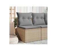 vidaXL Canapé d'angle de jardin 366101 avec coussins beige en résine tressée