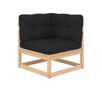 Bois de Pin Massif Salon de Jardin 2 pcs avec Coussins Noir Mobilier vidaXL