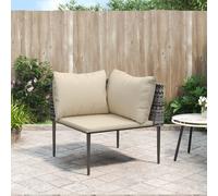 Canapé d'angle de jardin avec coussins gris résine tressée vidaXL