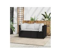 vidaXL Canapé d'angle de jardin avec coussins Noir Résine tressée 319729