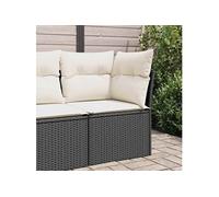 Vidaxl Canapé D'angle De Jardin Avec Coussins Noir Résine Tressée