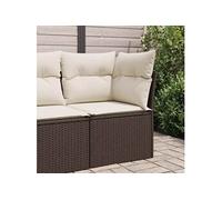 vidaXL Canapé d'angle de jardin avec coussins, résine tressée – Marron