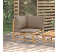 Canapé central de jardin avec coussins taupe bambou