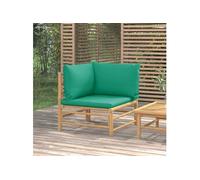 vidaXL – Canapé d'angle de jardin avec coussins – Vert bambou