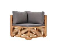 Canapé d'angle de jardin - Bois de teck solide - Avec coussin gris