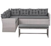Canapé d'Angle de Jardin Classique en Rotin PE Tressé 8 Places avec Coussin