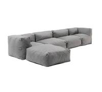 Oviala Canapé d'angle de Jardin modulable 5 Places Gris - Mixi