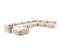Oviala Canapé d'angle de Jardin modulable 8 Places Beige - Mixi