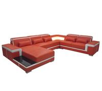 Canapé d'angle design + Coussin USB Coin Assise Cuir Canapé Salon XXL Forme U