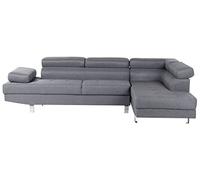 Canapé d'Angle Design en Tissu Gris avec Appuis-têtes Réglables pour Salon Moderne Beliani