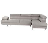 Canapé d'Angle Design en Tissu Gris Clair avec Appuis-têtes Réglables pour Salon Moderne Beliani