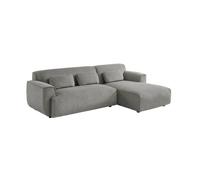 sweeek Canapé d'angle droit 2 à 3 places velours côtelé gris clair Wallas L 196 x P 151 / 91 / x H 73cm Gris clair