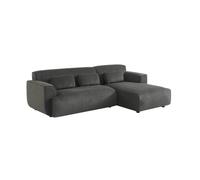 Canapé d'angle droit 2 à 3 places velours côtelé gris Wallas L 196 x P 151 / 91 / x H 73cm