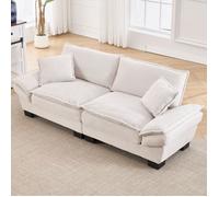 Canapé d'angle droit 2 places - canape fix avec accoudoirs - 224×81×81cm - Velours - Beige