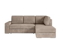 ADEN - Canapé d'angle convertible avec coffre en velours côtelé - Angle droit - Taupe