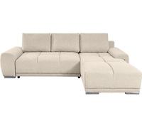 Canapé d'angle droit 4 places convertible CASSANDRA avec coffre en tissu - Beige - L270 x P181 x H89cm - LOUNGITUDE
