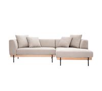 Canapé d'angle droit 4 places en tissu chenille beige et métal noir IVAR