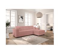 Canapé d'angle FUJI XL convertible avec coffre en tissu bouclette - Angle droit - Rose