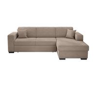 Canapé d'angle droit 4 places FUJI XL convertible avec coffre en velours côtelé - Taupe - L262 x P157 x H83cm - LOUNGITUDE