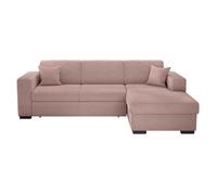 Canapé d'angle droit 4 places FUJI XL convertible avec coffre en velours côtelé - Vieux rose - L262 x P157 x H83cm - LOUNGITUDE