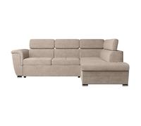 Canapé d'angle droit 4 places PAOLA convertible avec coffre en velours côtelé - Taupe - L252 x P188 x H76cm - LOUNGITUDE