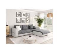 Canapé d'angle droit convertible simili blanc et microfibre gris Moovy 246 cm