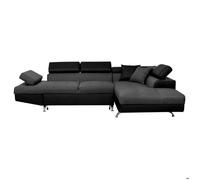 Canapé d'angle convertible RIO - LOUNGITUDE - Gris et Noir - Coffre de rangement - 5 places