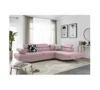 Canapé d'angle droit 5 places RIO convertible avec coffre en tissu - Vieux rose - L271 x P192 x H70cm - LOUNGITUDE