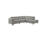 Canapé d'angle droit avec 2 places relax électrique tissu gris - BAMAKO -