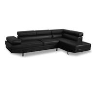Canapé d'angle droit avec têtières relevables Charly Noir
