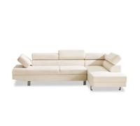 Canapé d'angle droit avec têtières relevables Palerme velours côtelé beige