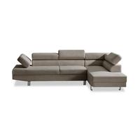 Canapé d'angle droit avec têtières relevables Palerme velours côtelé taupe