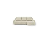 Canapé d'angle droit convertible 3 places MILO - Velours côtelés beige - Coffre de rangement - L 264 x H 84 x P 99/145 cm