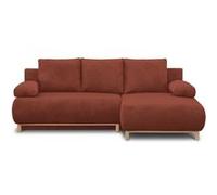 Canapé d'angle droit convertible - 3 places - Tissu velours côtelé rouille - Coffre de rangement - 192 x 84 x 93 cm Multicolore G