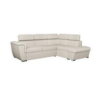 Canapé d'angle droit convertible 4 places PAOLA avec coffre en tissu - Beige