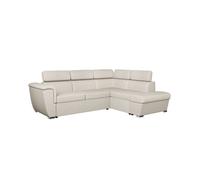 Canapé d'angle droit convertible 4 places PAOLA avec coffre en tissu - Beige