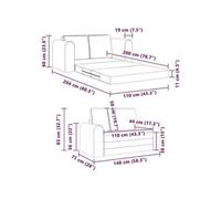 Canape dangle droit convertible allier 2 places en velours bordeau