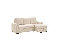 Canapé d'angle droit convertible avec 1 coffre velours côtelé beige - NAPOLINO -