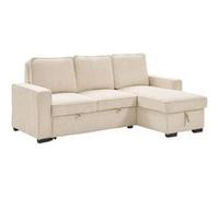 AltoBuy Canapé d'angle Droit Convertible avec 1 Coffre Velours côtelé Beige - NAPOLINO