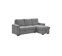 Canapé d'angle droit convertible avec 1 coffre velours côtelé gris - NAPOLINO -