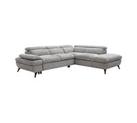 Canapé d'angle droit convertible avec dossier méridienne en tissu texturé gris SURDELI