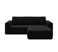 Canapé d'angle droit convertible Clovis Velours Noir