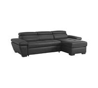 Vente-unique - Canapé d'angle Droit Convertible en Cuir Gris Anthracite JONOVA