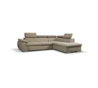 Canapé d'angle droit convertible en tissu beige avec coffre de rangement FABIEN
